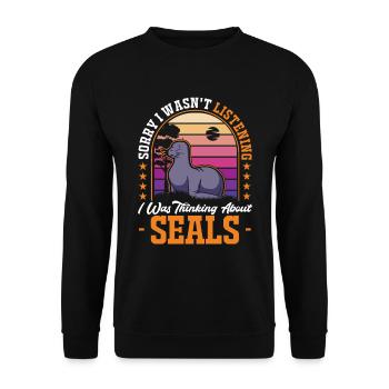 Robbe Gift Sea Lion - Unisex Sweatshirt - black - Front - Alina (178cm) & Michal (187cm)