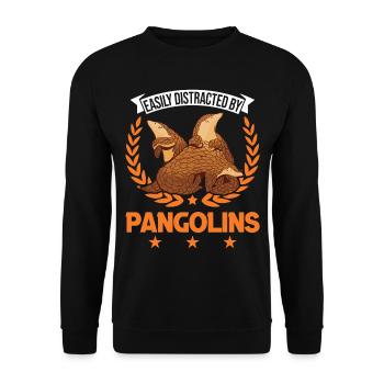 Facilement distrait par les Pangolins - Sweat-shirt Unisexe - noir - Devant - Alina (178cm) & Michal (187cm)