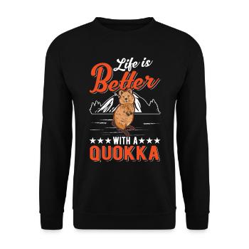 Life is better with a Quokka Short-tailed Kangaroo - Unisex Sweatshirt - black - Front - Alina (178cm) & Michal (187cm)