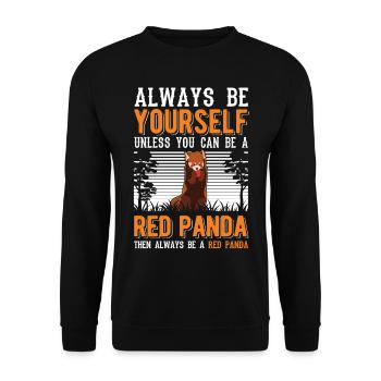 Roter Panda Geschenk Red Panda - Unisex Pullover - Schwarz - Vorne - Alina (178cm) & Michal (187cm)