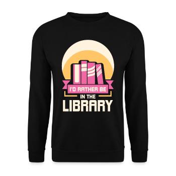 Ich Würde Lieber In Der Bibliothek Sein Bücher - Unisex Pullover - Schwarz - Vorne - Alina (178cm) & Michal (187cm)