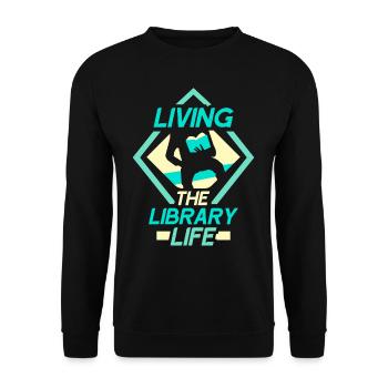 La vie à la bibliothèque Bibliothécaire de livres - Sweat-shirt Unisexe - noir - Devant - Alina (178cm) & Michal (187cm)