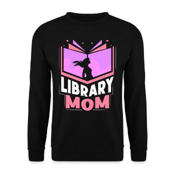 Bibliothèque Mama Bibliothécaire Livres amoureux - Sweat-shirt Unisexe - noir - Devant - Alina (178cm) & Michal (187cm)