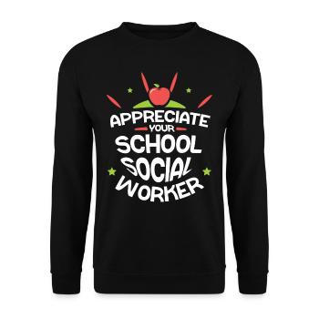 Schätze Deinen Schulsozialarbeiter Beruf Schule - Unisex Pullover - Schwarz - Vorne - Alina (178cm) & Michal (187cm)