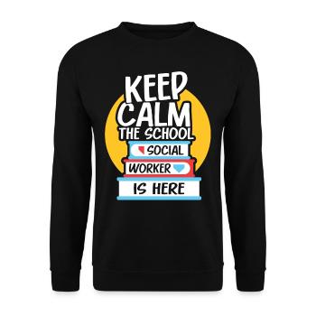 Keeping calm The school social worker is a profession - Unisex Sweatshirt - black - Front - Alina (178cm) & Michal (187cm)