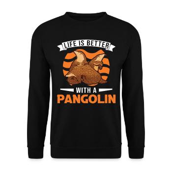 La vie est meilleure avec un pangolin - Sweat-shirt Unisexe - noir - Devant - Alina (178cm) & Michal (187cm)