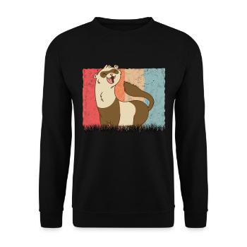 Ferret Retro Weasel Vintage - Sweat-shirt Unisexe - noir - Devant - Alina (178cm) & Michal (187cm)