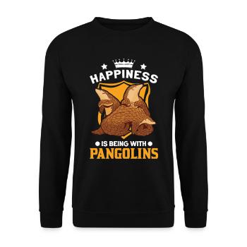 Happiness is being with Pangolins Schuppentier - Unisex Sweatshirt - black - Front - Alina (178cm) & Michal (187cm)