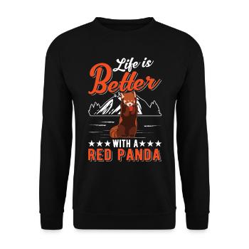 La vie est meilleure avec un panda roux - Sweat-shirt Unisexe - noir - Devant - Alina (178cm) & Michal (187cm)