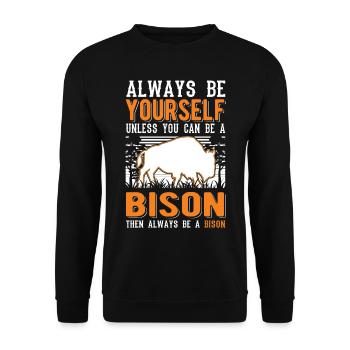 Soyez toujours vous-même Bison Buffle Büffel - Sweat-shirt Unisexe - noir - Devant - Alina (178cm) & Michal (187cm)