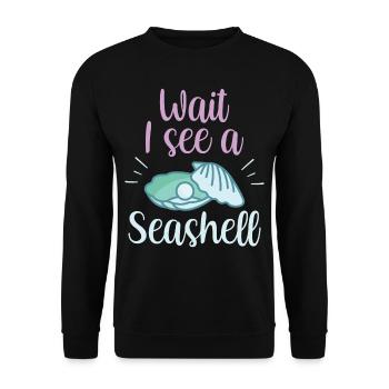 Attendez, je vois un obus qui ramasse des coquillages - Sweat-shirt Unisexe - noir - Devant - Alina (178cm) & Michal (187cm)