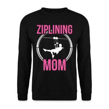 Ziplining Mama Sport Zipline Seilrutsche Sprüche - Unisex Pullover - Schwarz - Vorne - Alina (178cm) & Michal (187cm)