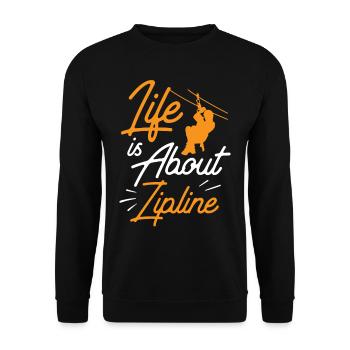 Das Leben Besteht Aus Seilrutschen Sport Ziplining - Unisex Pullover - Schwarz - Vorne - Alina (178cm) & Michal (187cm)