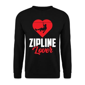 Zipline-Liebhaber Zipline Seilrutsche Ziplining - Unisex Pullover - Schwarz - Vorne - Alina (178cm) & Michal (187cm)