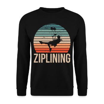 Ziplining Sport Zipline Seilrutsche Sprüche - Unisex Pullover - Schwarz - Vorne - Alina (178cm) & Michal (187cm)