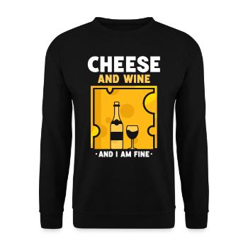 Fromage et vin et je suis bien chers amoureux - Sweat-shirt Unisexe - noir - Devant - Alina (178cm) & Michal (187cm)