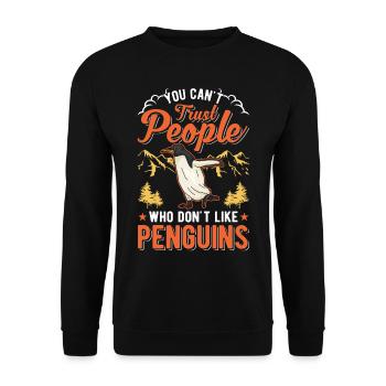 Penguin Gift Penguin - Unisex Sweatshirt - black - Front - Alina (178cm) & Michal (187cm)