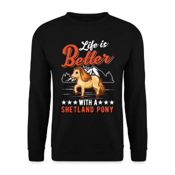 Das Leben ist besser mit einem Roten Panda - Unisex Pullover - Schwarz - Vorne - Alina (178cm) & Michal (187cm)