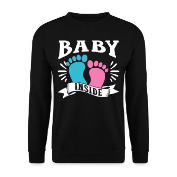 Baby Im Inneren Schwanger Ankündigung Baby Inside - Unisex Pullover - Schwarz - Vorne - Alina (178cm) & Michal (187cm)