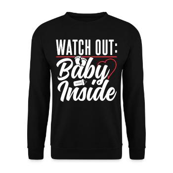 Achtung! Baby Drinnen Baby Inside Schwanger Süß - Unisex Pullover - Schwarz - Vorne - Alina (178cm) & Michal (187cm)