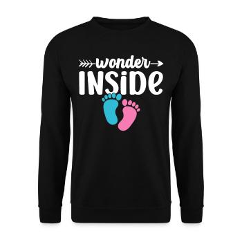 Wunder Im Inneren Baby Inside Süß Schwanger - Unisex Pullover - Schwarz - Vorne - Alina (178cm) & Michal (187cm)