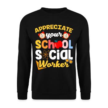 Appréciez votre école Travailleur social Profession scolaire - Sweat-shirt Unisexe - noir - Devant - Alina (178cm) & Michal (187cm)