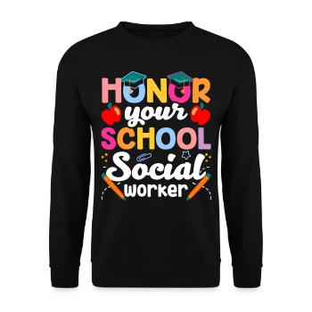 Honorez votre école Travailleur social en travail social scolaire - Sweat-shirt Unisexe - noir - Devant - Alina (178cm) & Michal (187cm)