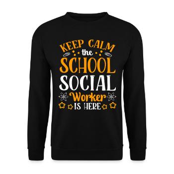 Keeping calm The school social worker is a profession - Unisex Sweatshirt - black - Front - Alina (178cm) & Michal (187cm)