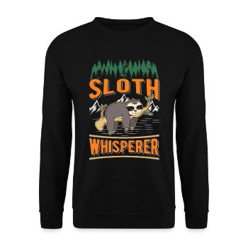 Faultier Flüsterer Sloth Whisperer - Unisex Sweatshirt - black - Front - Alina (178cm) & Michal (187cm)