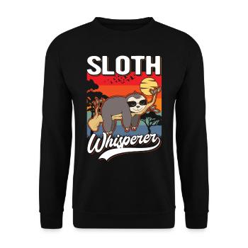 Faultier Flüsterer Sloth Whisperer - Unisex Sweatshirt - black - Front - Alina (178cm) & Michal (187cm)