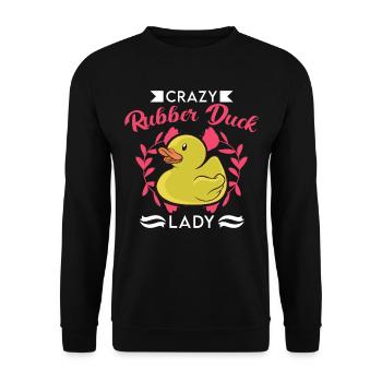 Crazy Rubber Duck Lady Gummiente - Unisex Sweatshirt - black - Front - Alina (178cm) & Michal (187cm)