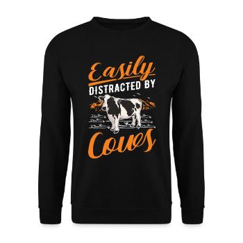 Easily distracted by Cows cow cattle breeder cow - Unisex Sweatshirt - black - Front - Alina (178cm) & Michal (187cm)