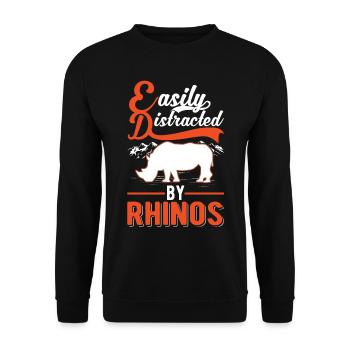 Easily distracted by Rhinos Rhino - Unisex Sweatshirt - black - Front - Alina (178cm) & Michal (187cm)
