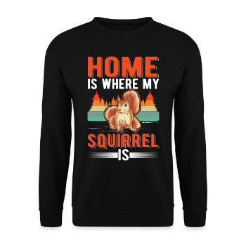 Zuhause ist wo mein Eichhörnchen ist - Unisex Pullover - Schwarz - Vorne - Alina (178cm) & Michal (187cm)