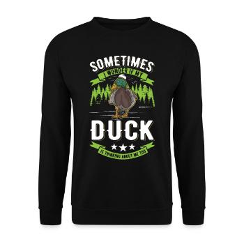 Duck Gift Duck Duck Breeder - Unisex Sweatshirt - black - Front - Alina (178cm) & Michal (187cm)