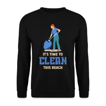 Es Ist Zeit Diesen Strand Zu Säubern Strände - Unisex Pullover - Schwarz - Vorne - Alina (178cm) & Michal (187cm)