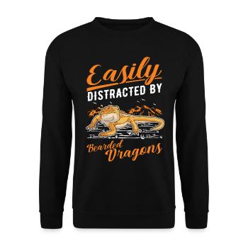 Facilement distrait par Bearded Dragons Bartagame - Sweat-shirt Unisexe - noir - Devant - Alina (178cm) & Michal (187cm)