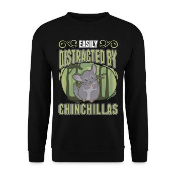 Easily distracted by Chinchillas - Unisex Pullover - Schwarz - Vorne - Alina (178cm) & Michal (187cm)