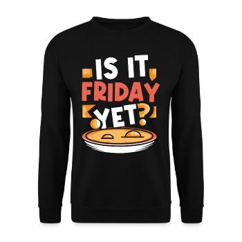 Is it already Friday? Weekend Finally Friday - Unisex Sweatshirt - black - Front - Alina (178cm) & Michal (187cm)