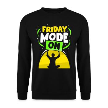 Friday mode A sarcastic Friday finally - Unisex Sweatshirt - black - Front - Alina (178cm) & Michal (187cm)