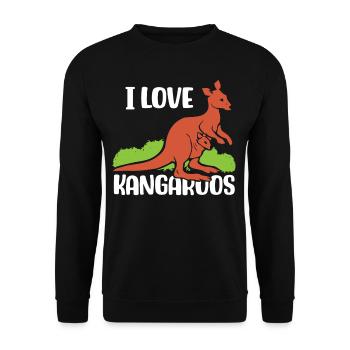 I love kangaroos kangaroo animal lover - Unisex Sweatshirt - black - Front - Alina (178cm) & Michal (187cm)
