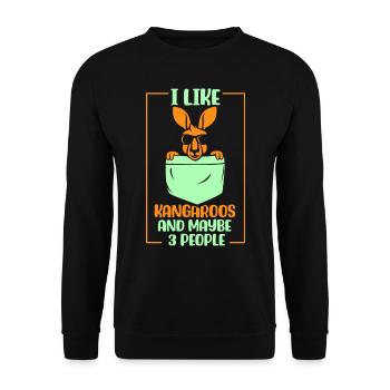 I like kangaroos and maybe 3 people animal - Unisex Sweatshirt - black - Front - Alina (178cm) & Michal (187cm)