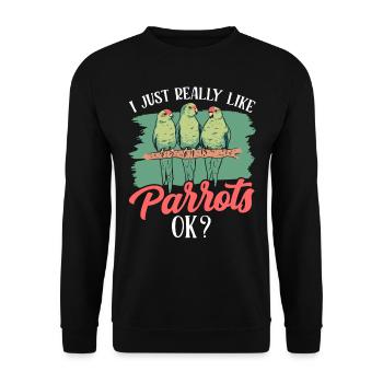 Ich Mag Papageien Einfach Sehr Papagei Süß Tier - Unisex Pullover - Schwarz - Vorne - Alina (178cm) & Michal (187cm)