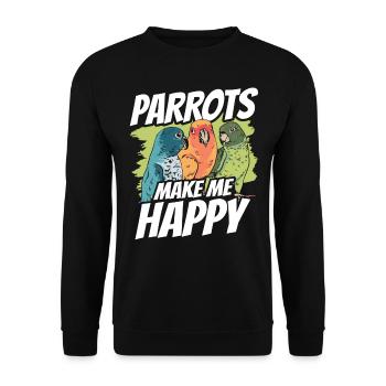 Parrots make me happy Cute parrot animal - Unisex Sweatshirt - black - Front - Alina (178cm) & Michal (187cm)