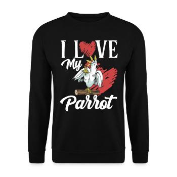 Ich Liebe Meinen Papagei Papageien Haustier Tier - Unisex Pullover - Schwarz - Vorne - Alina (178cm) & Michal (187cm)