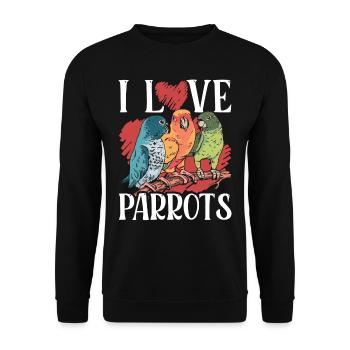 J’aime les perroquets animal de compagnie perroquet mignon - Sweat-shirt Unisexe - noir - Devant - Alina (178cm) & Michal (187cm)