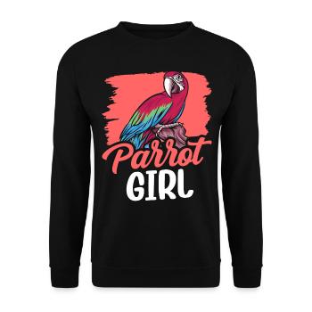Parrot Girl Cute Animal Parrots Pet - Unisex Sweatshirt - black - Front - Alina (178cm) & Michal (187cm)