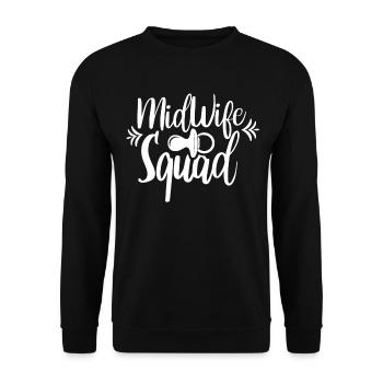 Hebammen Team Hebamme Beruf Geburtshilfe Sprüche - Unisex Pullover - Schwarz - Vorne - Alina (178cm) & Michal (187cm)