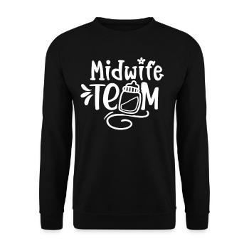 Hebammen Team Geburtshilfe Sprüche Hebamme Beruf - Unisex Pullover - Schwarz - Vorne - Alina (178cm) & Michal (187cm)