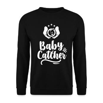 Babyfänger Hebammen Beruf Geburtshilfe Hebamme - Unisex Pullover - Schwarz - Vorne - Alina (178cm) & Michal (187cm)
